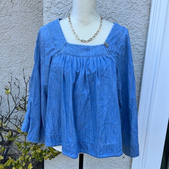 Madwell Denim Flowy Square-Neck Top Women's Size S - Picture 2 of 8